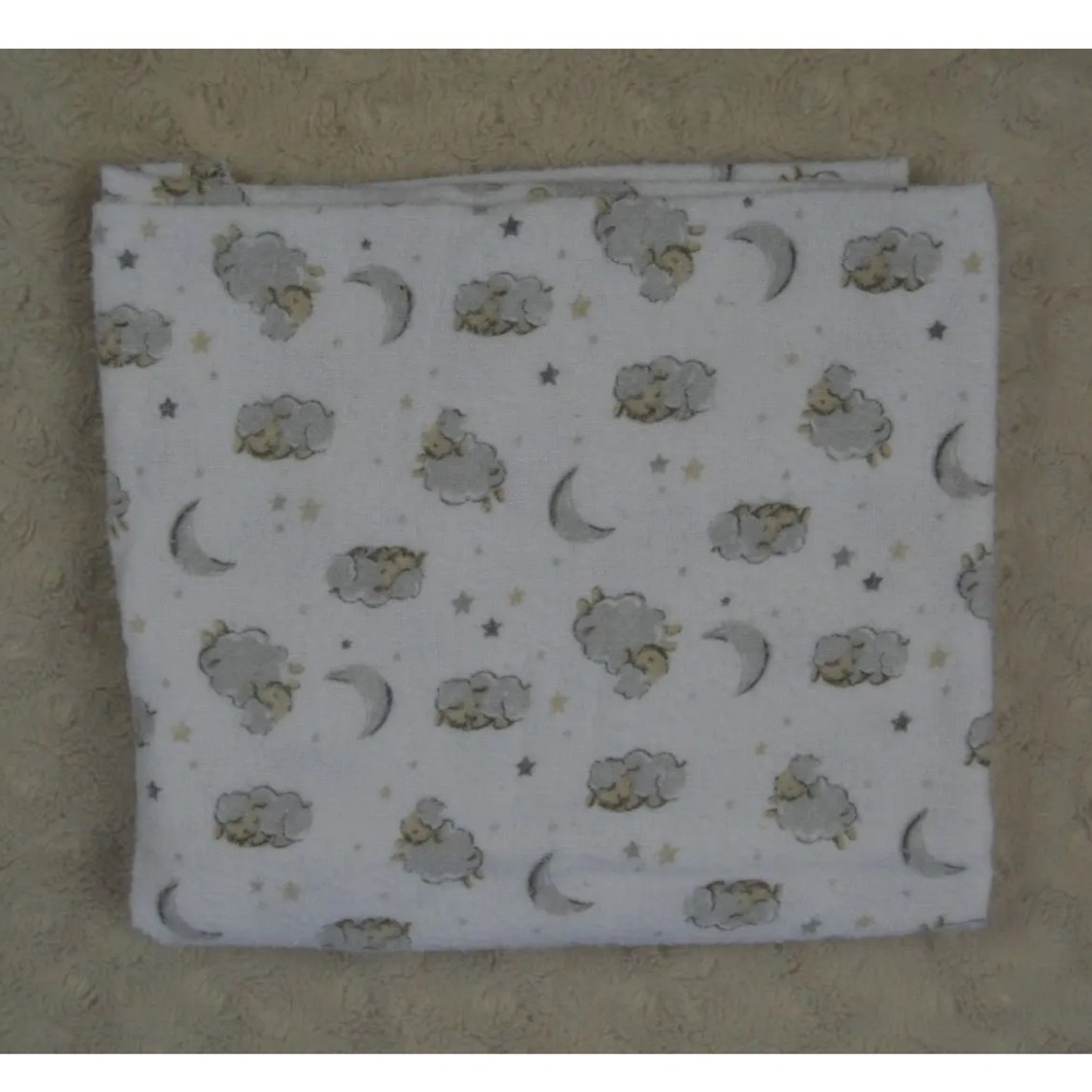 Parent's Choice Lamb Sheep Baby Receiving Blanket Moon Stars Gray White Flannel